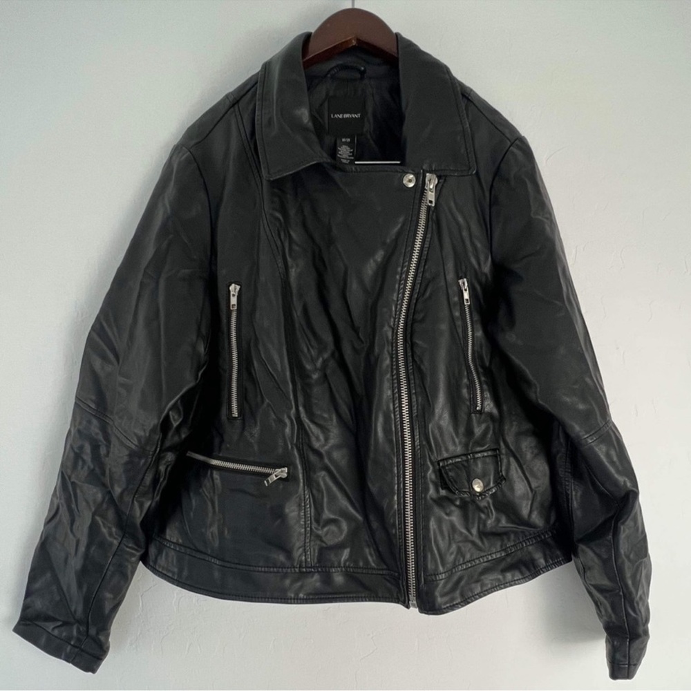 🖤 Lane Bryant Faux Leather Moto Jacket Plus Size 18/20 Edgy Classic Biker Style